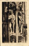 VINTAGE POSTCARD Rouen the Cathedral Statues of Adam and Eve to the Butter Tower
