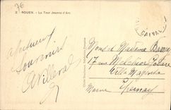 VINTAGE POSTCARD Rouen the Tower Jeanne d' Arc general Reciprocity