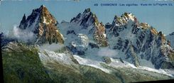 Agujas de Chamonix de la POSTAL de la VENDIMIA vistas de Flegere