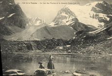 Collar de la POSTAL de la VENDIMIA de Vanoise el lago de las vacas y de la gran fractura