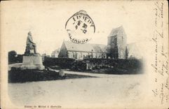 CPA Statue de Millet a Greville