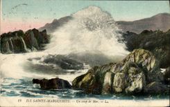 VINTAGE POSTCARD Island Sainte Marguerite a heavy swell