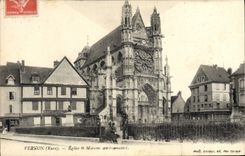 VINTAGE POSTCARD Vernon Church And surrounding Houses