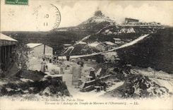 VINTAGE POSTCARD Auvergne the Summit of Puy de Dome Terrace of the inn of the Mercury temple and the eobservatoire