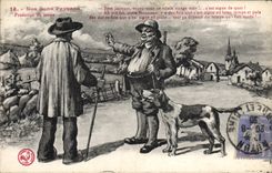 VINTAGE POSTCARD Our Good Peasants Father Jacquot Dog Folklore