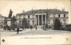 VINTAGE POSTCARD Limoges Law courts and Gay Statue Lussac