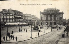 VINTAGE POSTCARD Montpellier Places Comedy Vichy Celestins