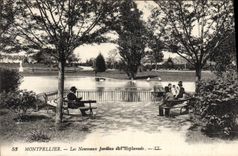VINTAGE POSTCARD Montpellier New Gardens of the esplanade