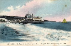 CPA Nice Le Palais de la Jetee par grosse Mer