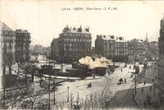 VINTAGE POSTCARD Dijon Place Darcy steam train
