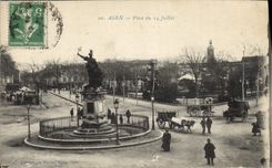 CPA Agen Place du 14 Juillet Attelage Boeufs