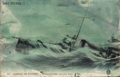 VINTAGE POSTCARD Navy Against Destroyer by heavy weather
