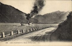 CPA Lac d'Annecy et Route d'Albertville Bateau