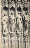 Estatuas de Estrasburgo de la POSTAL de la VENDIMIA de la puerta del lado izquierdo