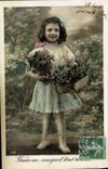 VINTAGE POSTCARD Fantasy Child Thanks to the Lily of the valley
