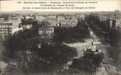 VINTAGE POSTCARD Neuilly sur Seine Round Panorama point and statue of Perronet Perspective of the avenue of Rolls