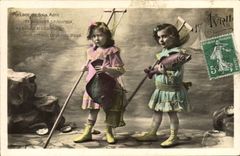 VINTAGE POSTCARD Fantasy Poisson Children