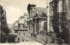 POSTAL Notre Dame Le Havre de la VENDIMIA y la calle de París