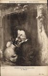 VINTAGE POSTCARD Museum Of the Louvre Dutch School Ostade the drinker
