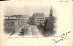 VINTAGE POSTCARD Perspective Montpellier of the National Street