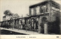 VINTAGE POSTCARD Train station of Senlis Senlis Militaria Station