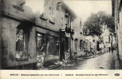 CPA Senlis Maisons Incendies Par les Allemands Militaria