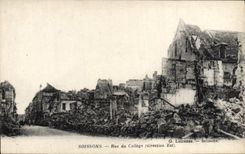 VINTAGE POSTCARD Soissons Street of the Militaria College