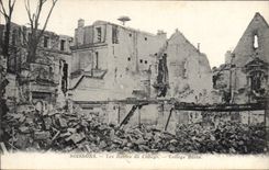 VINTAGE POSTCARD Soissons Ruins of the Militaria College