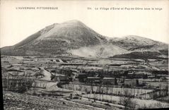 VINTAGE POSTCARD Picturesque Auvergne the Village of Enval and Puy de Dome under snow