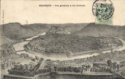 VINTAGE POSTCARD Besancon View as the crow flies
