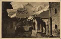 CPA Les Alpes La Meije vue des terrasses Vieille eglise romane du village 