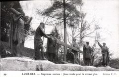 VINTAGE POSTCARD Lourdes Seventh Jesus Station falls for the Second Time