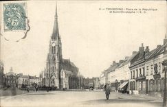 CPA Tourcoing Place dela Republique et Saint Christophe