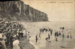 La POSTAL Treport de la VENDIMIA la playa tiene alta marea