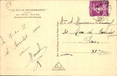 VINTAGE POSTCARD the Lowering again City Rheims Carries Mars Old door Gallo Roman