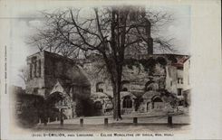 VINTAGE POSTCARD Holy Emilion Close Libourne Church Monolith