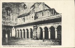 VINTAGE POSTCARD Holy Emilion Close Libourne Cloister of the Collegiate Church