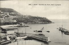 Niza entrada POSTAL de la VENDIMIA de los barcos portuarios de Lympia de la bahía