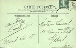 Panorama de Treport de la POSTAL de la VENDIMIA tomado de las mujeres del acantilado - mulas del asno de los niños