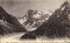 Mar de Chamonix de la POSTAL de la VENDIMIA del hielo y de Flegere