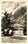 Paisaje de Chamonix Mont Blanc de la POSTAL de la VENDIMIA del invierno