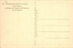 POSTAL Chamonix Mont Blanc de la VENDIMIA la cadena de las agujas de Chamonix vistas de Planpraz