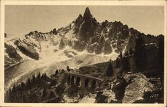 Masa sólida de Chamonix Mont Blanc de la POSTAL de la VENDIMIA de la aguja de grueso