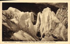 La POSTAL Chamonix Pyramides de la VENDIMIA del hielo al glaciar del nos dejó trabajar
