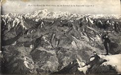 Masa sólida de la POSTAL de la VENDIMIA de Mont Blanc visto de la cumbre del hilandero