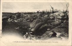 VINTAGE POSTCARD Drill of Fontainebleau Falls of Franchard after the fire