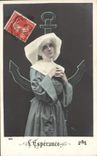VINTAGE POSTCARD Fantaisie Religious Woman Anchors marine