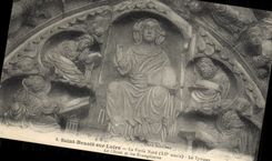 VINTAGE POSTCARD Holy Benoit On the Loire the Northern Gate the tympanum Christ and evangelists