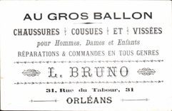 Chromo Au gros Ballon Bruno Rue du Tabour Orleans Cheval Coq