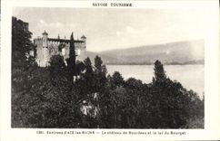 VINTAGE POSTCARD Aix Surroundings Les Bains the Castle De Bourdeau And the Lake Of Le Bourget